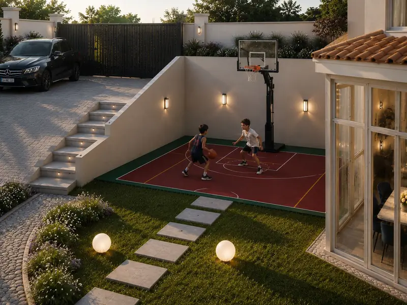 Çekmeköy Villa — bahçe ve basketbol sahası