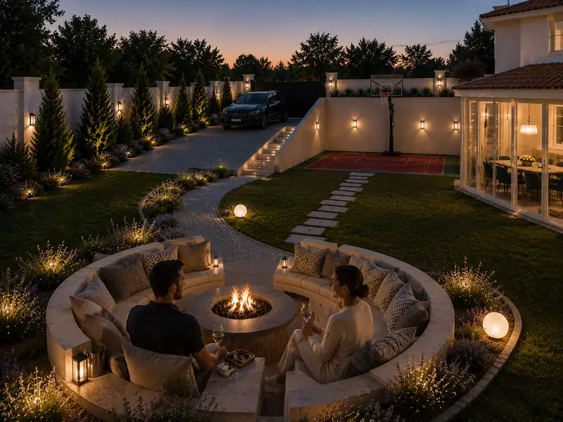 Çekmeköy Villa — bahçe oturma alanı
